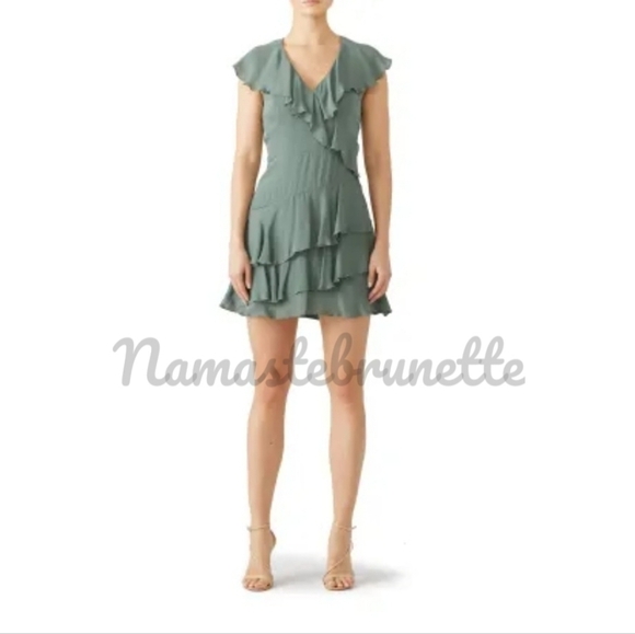 NWT $348 Parker Sage Green Ruffled Tiered Dress, Size 2 - Picture 11 of 14